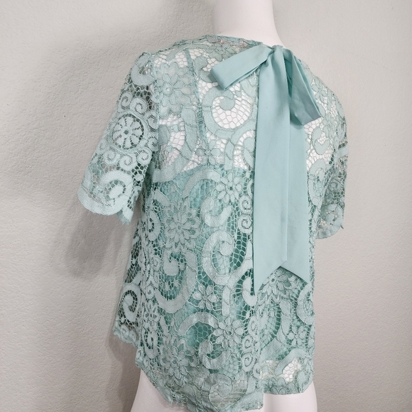Nanette Lepore Mint Green Lace Top Size Small - Picture 8 of 11